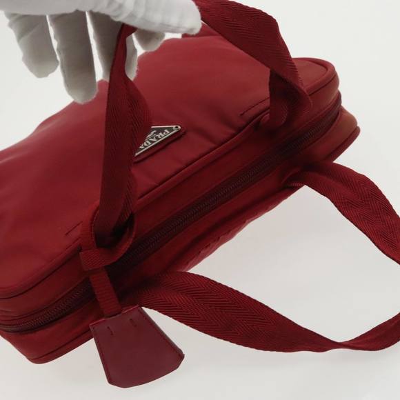 PRADA Hand Bag Nylon Red Silver Auth 98359 - Picture 6 of 16